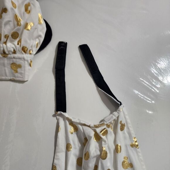 Disney Girls Chef Cooking Baking Apron & Minnie Mouse Ears Hat Set Gold Metallic - Picture 8 of 16